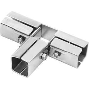 6 Pcs 1" Square Tube Connector, 4 Way T Split Square Tube Fitting, Stainless Steel