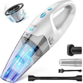 Handheld Vacuum Cordless,Car Hand Cordless Rechargeable with LED Light/Multi Accessories,1.6lbs Car Mini Portable Vacuum Cleaner for Home Office Car Pet