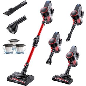 Cordless Vacuum Cleaner Rechargeable Power Suction Stick Vacuum Cleaners for Home, 2 Modes 6 in 1 Lightweight Foldable, 40 Mins Runtime for Home Hard Floor Low-Pile Carpet Pet Hair