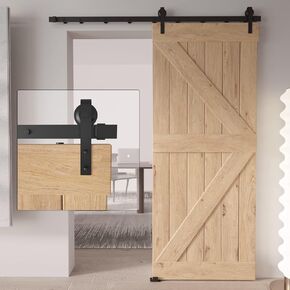 6 Ft Sliding Barn Door Hardware: Easy to Install -Smoothly and Quietly Barn Door Hardware Single Door Track Low Ceiling RV Barn Door Track Lite Version, Modular Track with Stable Connection