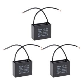 uxcell Ceiling Fan Capacitor CBB61 6uF 450V AC 2 Wires Metalized Polypropylene Film Capacitors 47x20x37.5mm for Water Pump Motor Generator, Pack of 3