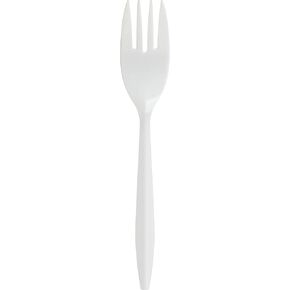 Genuine Joe 20000 Fork, Plastic, Medium-weight, 1000/CT, White