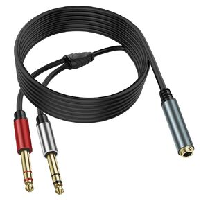 XMSJSIY 1/4 6.35mm TRS Stereo Splitter Cable Headphone Audio Cable 1/4" TRS Female to Dual Male Extension Adapter Microphones Cord for Mixer, Guitar, Amplifier - 2M / 6.56FT