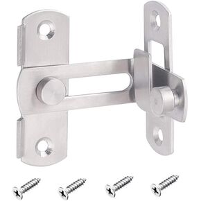 Flip Door Sliding Latch 1pc,90 Degree Stainless Steel Latch,Safety Sliding Barn Door Lock,Latch Lock,Right Angle Curved Door,Prevent Corrosions Silver Color