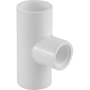 402 Series PVC Pipe Fitting - Reducing Tee - Schedule 40 (White) - 1/2×1/2×1/4"(SOC x SOC x FIPT) / High-Flow Capacity/Plumbing (402-072) (1 Pack)