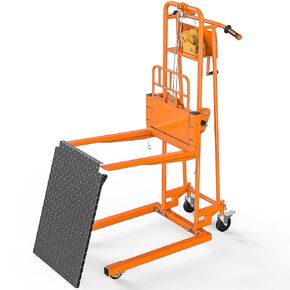 YITAMOTOR Material Lift Winch Stacker, Max 330 lbs Capacity, 80cm Max Lifting Height, Pallet Truck Dolly with Fork Lift Table & Swivel Casters & Solid Wheels