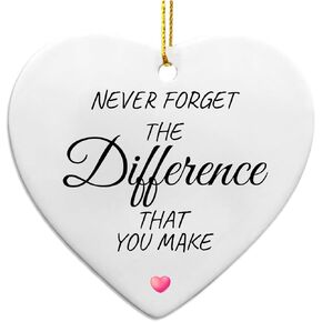 Retirement Gifts, Ceramic Ornament Keepsake Sign Heart Plaque, Never Forget The Difference You Make, for Woman, Nurse, Coworker, Boss, Teacher, Friend, Mom