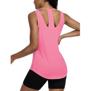 PINSPARK Workout Tops for Women Open Back Yoga Tops Racerback Athletic Top Sleeveless Muscle Tank Loose Fit for Running Yoga