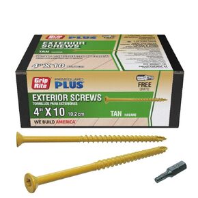 Grip-Rite L4STT1 PrimeGuard Plus #10 x 4 Wood to Wood Deck Screw, Tan, 1lb Box