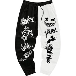 Y2k Sweatpants Men Letter Print Graphic Sweatpants Colorblock Streetwear Jogger Pants