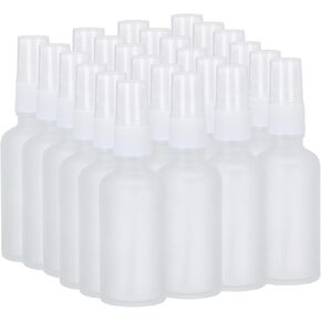 PATIKIL 2oz Glass Spray Bottles, 24pcs Leak Proof Empty Water Fine Mist Sprayer Refillable Containers for Cleaning Solutions Plants Hair, White