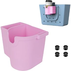 Coolnice Cup and Phone Holder for Stanley/Owala/Yeti,3 In 1 Silicone Cup Holder Fits 16-40oz, Compatible with All Bogg Bag,Simple Modern Beach Tote,Water Bottle Accessories for Phone Sunglasses-Pink