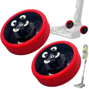 Replacement Wheel for Ryobi Cordless Stick Vacuum PCL720K / PBLSV716K, Quiet and Non-Slip Silicone Replacement Wheels Accessory, Red