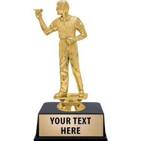 Crown Awards Darts Trophies with Custom Engraving, 6" Personalized Male Darts Award Trophy On Black Base Prime
