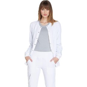 Elle by Cherokee Women's EL300 Snap Front Warm-Up Jacket -White -Small