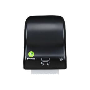 San Jamar Ecologic Simplicity Recycled Plastic Manual Paper Towel Dispenser, Auto Cut Towel Dispenser, Wall Mounted Dispenser with Zero Waste for Home and Business, Black