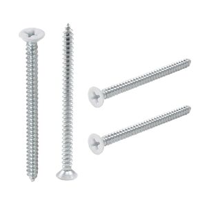 120Pcs White Screws #6 x 2, White Flat Head Screws White Phillips Drive Self Tapping Screws Stainless Steel White Wood Screws