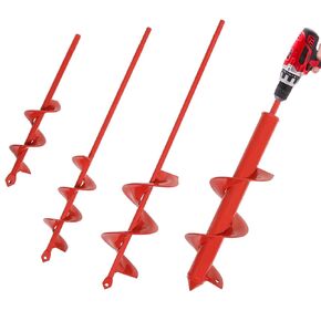 SYITCUN Auger Drill Bit for Planting - 4 Pcs Heavy-Duty Garden Auger Spiral Drill Bit - Bulb Planter Tool & Auger Post Hole Digger - 3/8" Hex Drive Drill
