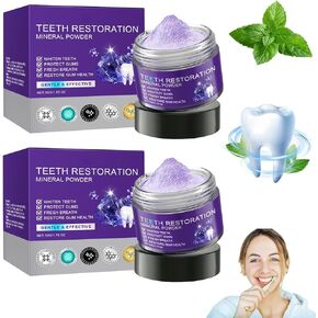 2Pcs Teeth Restoration Mineral Powder, Purple Whitening Mineral Powder，Fresh Breath Effective in Strengthening Teeth and Gums,Gentle and Non-irritating.