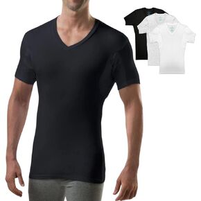 T Thompson Tee Men Men's Sweatproof Undershirt | V الرقبة | نحيف الملاءمة | مع منصات العرق | أبيض ، أسود ، رمادي | حزمة | x-large