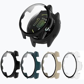 [4-Pack] Screen Protector Case Compitible with Garmin Forerunner 165 Smartwatch, Ultra-Thin Scratch Resistant Cover with Tempered Glass for Women Men