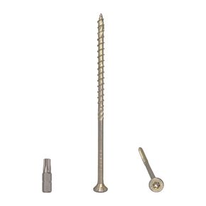 (Pack of 8) Universal Yellow Galvanised Steel 1/4" x 5-1/2" (6.0 x 140mm) Wood Screws Torx Head Countersunk Chipboard Screws