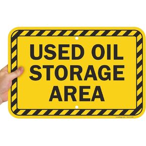 SmartSign 12 x 18 inch “Used Oil Storage Area" Metal Sign, Screen Printed, 63 mil Laminated Rustproof Aluminum, Black and Yellow