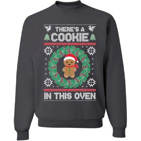 Wild Bobby Theres a Cookie in this Oven Pregnancy Announcement Ugly Christmas Sweater Unisex Crewneck Sweatshirt