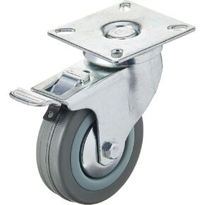 Steelex D2598 3-Inch 150-Pound Swivel Double Lock Rubber Plate Caster, Gray