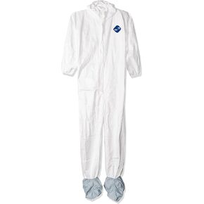 DuPont unisex-adult TY122S Disposable Elastic Wrist, Bootie & Hood White Tyvek Coverall Suit 1414, Large