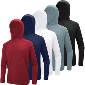 Men's Athletic Hoodies Moisture Wicking Long Sleeve Fishing Shirts UPF Sun Protection Rash Guards Shirts Thumb Hole