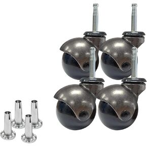 Antique Aged Metallic Hooded Furniture Ball Bearing Swivel Stem 2" Ball Casters with Metal Inserts - Set of 4