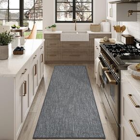 LEEVAN Kitchen Runner Rugs Non Slip, Washable Kitchen Mat, Anti Fatigue Rugs for Kitchen Floor, Cushioned Kitchen Sink Rugs and Runners for Hallways(Grey, 31''x72'')