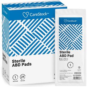 Abdominal Pads 8x10 in [24-Pack] Sterile ABD Pads, Extra Absorbent, Individually Wrapped, Wound Care First Aid