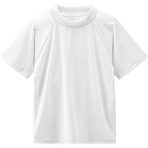 Boys Rash Guard Short Sleeve Sun Protection UPF 50 T Shirts Rashguard Swim Fishing Surf Shirts Quick Dry Cool Beach Clothes for Toddler Youth Kids White Size 6
