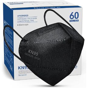 Boncare KN95 Face Masks, Black KN95 Masks 60 Pack, 5-Layer Face Masks