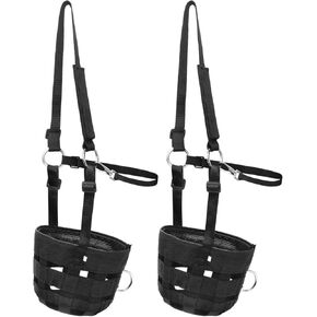 2PCS Grazing Muzzle for Horses Easy Breathe Grazing Muzzle Halter with Adjustable Straps Velcro Buckles, Suitable for Precaution of Laminitis, Prevents Biting Grazing Ideal with Hook and Loop