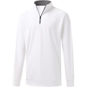 DEOLAX Mens Quarter Zip Pullover Solid 1/4 Zip Pullover Mens Athletic Long Sleeve Sweatshirt Mock Neck Golf Shirts for Men