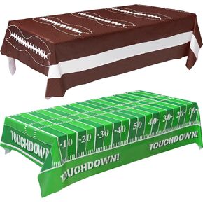 JOYIN 2 PCS Football Tablecloth, Plastic Football Table Cover, Disposable Touchdown Football Field Table Decorations for Game Day Party Supplies (54'' X 72'')