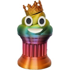 Znet3d King Poop Emoji Trophy - جائزة ممتعة وهدية - 6 بوصات - تتميز برموز قوس قوس قزح الصلبة مع التاج ، عيون وفم مطلية على عمود عمود - كأس مضحكة