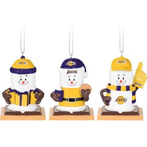 FOCO - NBA Basketball 3 Pack Smores Resin Xmas Christmas Tree Hanging Ornament - Los Angeles Lakers