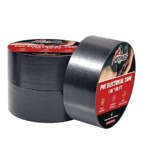 RED WOLF 3 Packs 1" x 66FT Electrical PVC Tape Acrylates Copolymer Viscosity Flexibility Electric Tape, Flame Retardant Waterproof 1000 Volt for Auto Engine Industrial Wrapping Wiring Harness