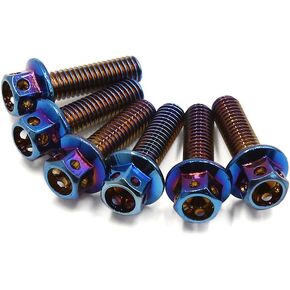 uxcell 6pcs Colorful M6 Motorcycle Titanium Alloy Hexagon Bolts Fastener Clips Screws