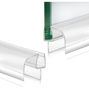 Bathroom Shower Glass Door Bottom Seal Strip, 2PCS 36 Inch Long Clear PVC Seal Strips for 5/16"(8mm) Thick Framless Glass Door Panel