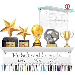 Non-Slip Medal Hanger Display Trophy Shelf,Medal Hanger Display for Wall with 16inchL,Race Medal Display Upgraded Medal Holder Display for gymanstics,Race,Soccer,Swim