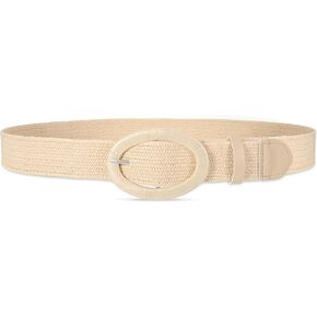XZQTIVE Straw Woven Belt for Women Stretch Elastic Braided Waist Belt Fashion Boho Dress Belt Raffia Belt