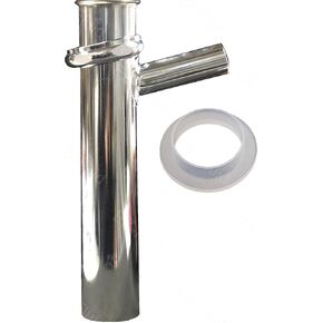 EZ-Fluid Thick Heavy Duty 17GA Chrome Brass 1-1/2" X 8" Dishwasher Branch Tailpiece Slip Joint Direct Connect with 7/8" Dishwasher Drain Hose Outlet,Brass Nut,Flanged Sink Drainage Pipe,P-Trap.