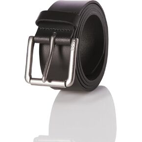 BOSS mens Joris Leather Belt With Branding on Roller Buckle