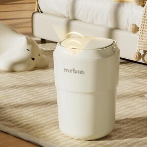 Motion Sensor Bathroom Trash Can with Lid, 12L/3.2 Gal Smart Round Waste Basket, Touchless Automatic Electric Plastic Garbage Pail for Office, Kitchen, Rv Decor, White