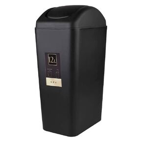 CBTONE 12 Liter / 3 Gallon Plastic Trash Can with Lid, Black Small Garbage Can Waste Can for Office, Bathroom, Bedroom
